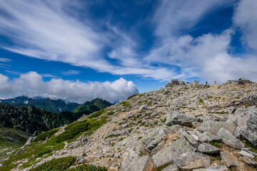 長野県中央アルプス木曽駒ヶ岳からの景色