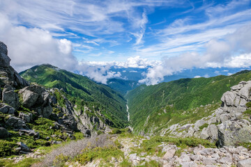 長野県中央アルプス木曽駒ヶ岳の景色