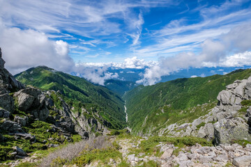 長野県中央アルプス木曽駒ヶ岳の景色