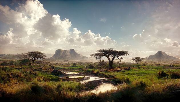 Beautiful landscape of an African Savannah scene