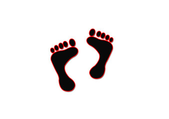 Black silhouette of footprint. Human footprint track. Footprint clip. Vector illustration