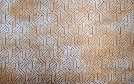 Mosaico abstracto de arte &aacute;rabe y morisco en los palacios nazar&iacute;es de la Alhambra en la ciudad de Granada, Espa&ntilde;a