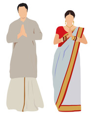 Bengali couple in traditional dress of bengal