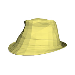 Polygonal yellow summer hat isolated on white background. Perspective view. 3D. Vector illustration.