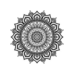 Decorative mandala design in black and white