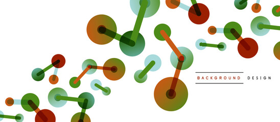 Line points connections geometric abstract background. Circles connected by lines. Trendy techno business template for wallpaper, banner, background or landing