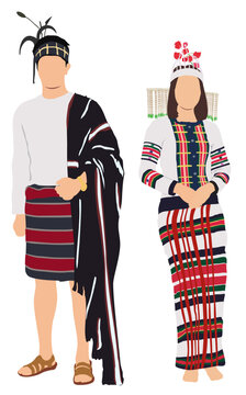 Mizo couple in traditional dress of Mizoram