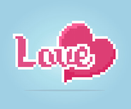 8-bit heart symbol pixels. Love icon in vector illustrations