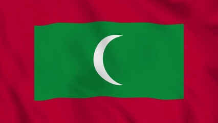 Republic of Maldives realistic waving flag. smooth seamless loop 4k video 	