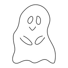 Vector illustration of a cute ghost. Outline doodle illustration