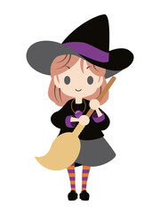 ほうきを持った魔女のイラスト
