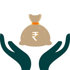 Hand holding Indian money bag