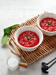 Bubur Mutiara, Bubur Sagu Mutiara, Indonesian Dessert Porridge. Made from pearl sago (sagu...