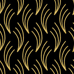 Gold seamless pattern, abstract plant motif twig, black gold shimmer shiny wild background for...