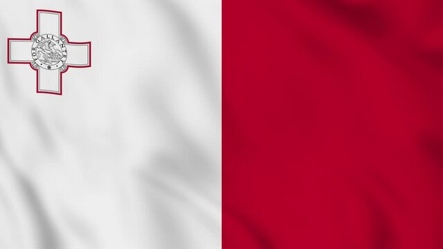Republic of Malta realistic waving flag. smooth seamless loop 4k video