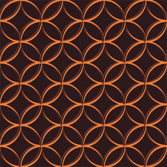 Geometric seamless pattern with dark brown and orange hand drawing zigzag circle wavy vector pattern . Best use for interior wall decoration