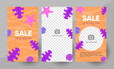 Social media summer sale story template layout
