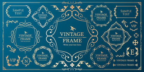 オシャレなフレーム。デザインテンプレート。ゴージャスな額のセット。
