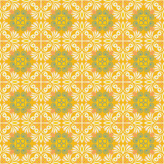 Naklejka na ściany i meble Garden Nature Seamless Pattern Floral Background Damask Aboriginal Ornament Art