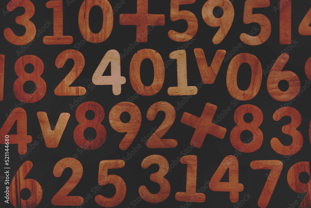Poster background or texture of numbers. finance data concept. mathematic. seamless pattern with numbers. f