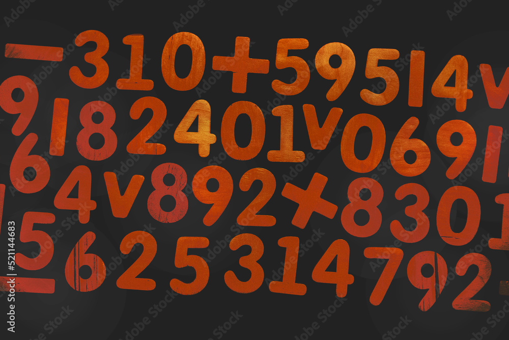 Poster background or texture of numbers. finance data concept. mathematic. seamless pattern with numbers. f