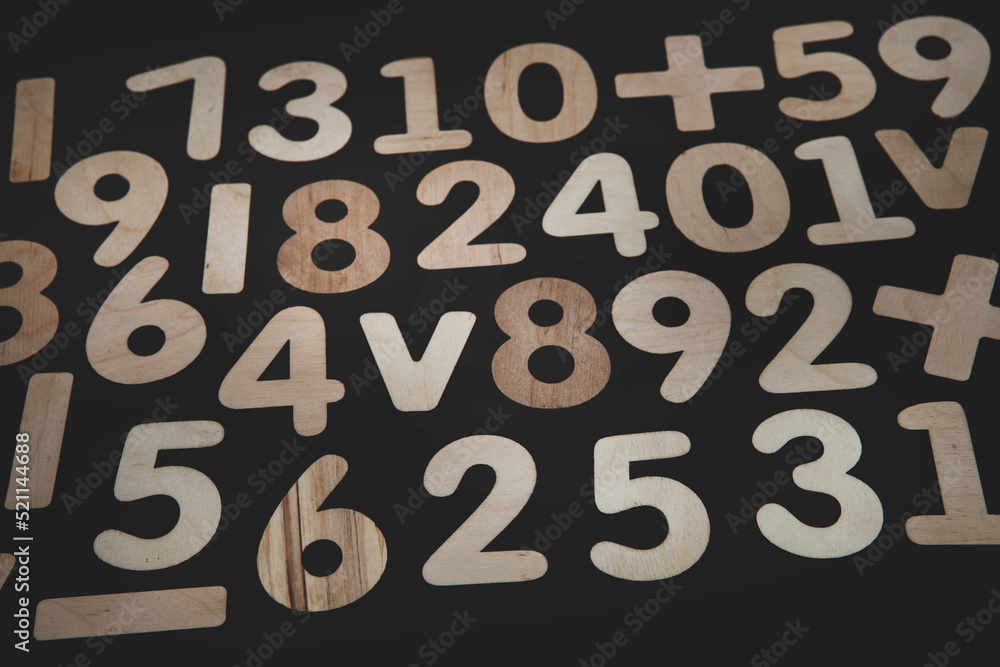 Poster background or texture of numbers. finance data concept. mathematic. seamless pattern with numbers. f