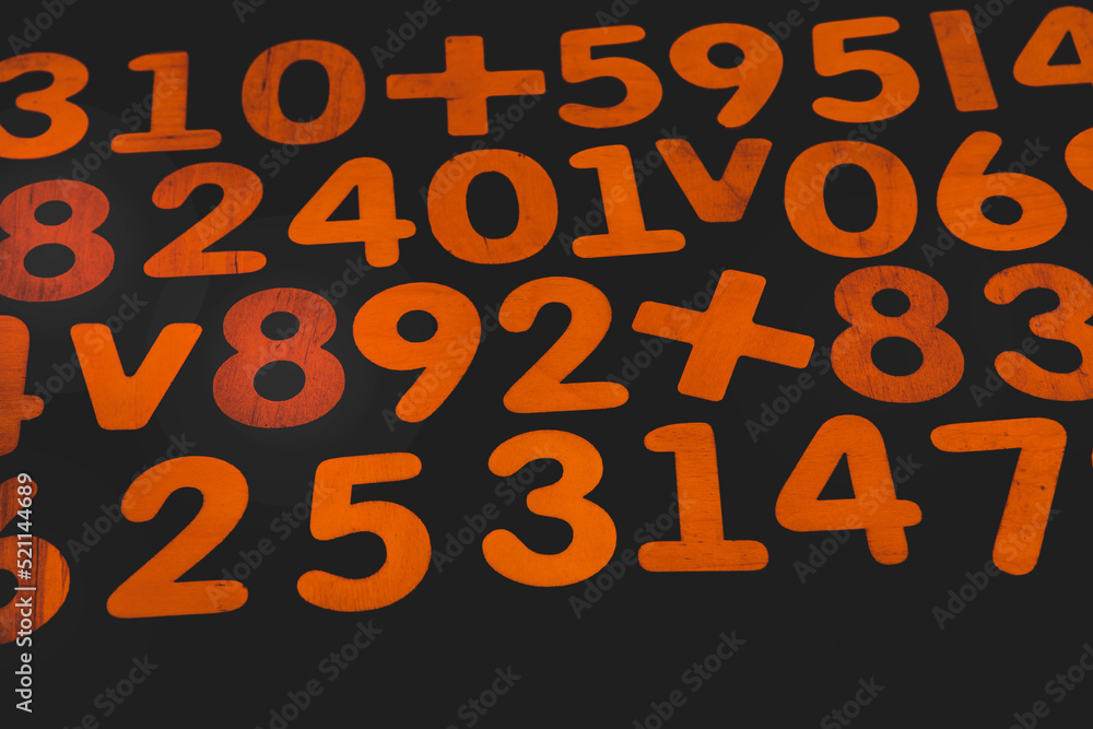 Poster background or texture of numbers. finance data concept. mathematic. seamless pattern with numbers. f