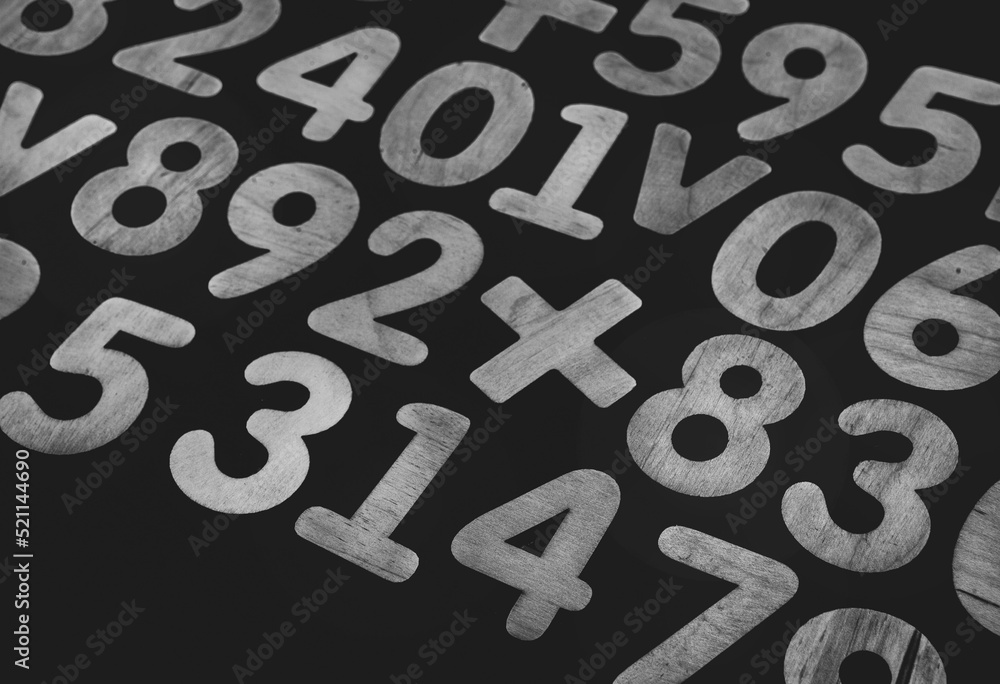 Poster background or texture of numbers. finance data concept. mathematic. seamless pattern with numbers. f