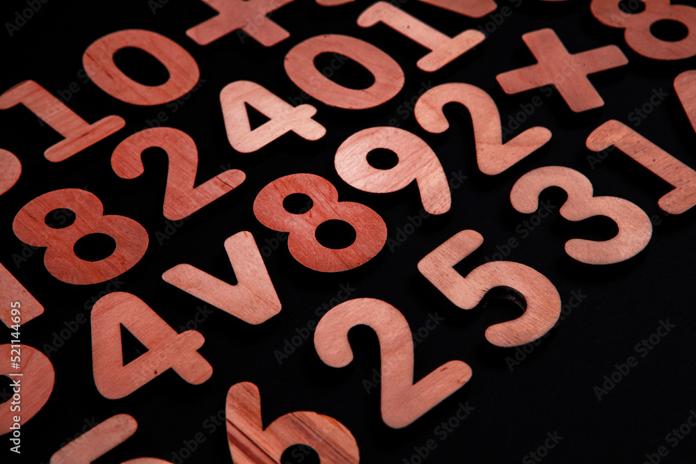 Poster background or texture of numbers. finance data concept. mathematic. seamless pattern with numbers. f