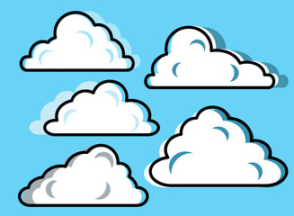 Beautiful cute set of white clouds 