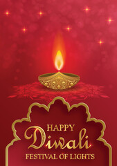 Festive Diwali and Deepawali card. The indian festival of lights