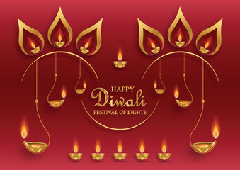 Festive Diwali and Deepawali card. The indian festival of lights