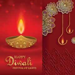 Festive Diwali and Deepawali card. The indian festival of lights