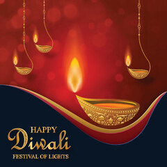 Festive Diwali and Deepawali card. The indian festival of lights