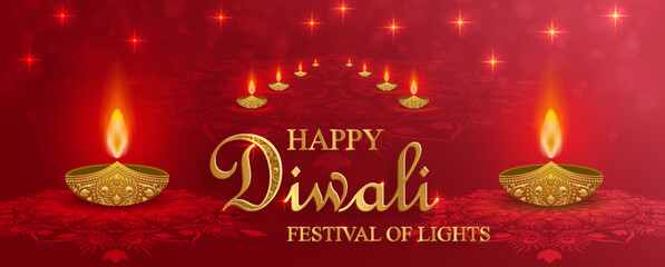 Festive Diwali and Deepawali card. The indian festival of lights