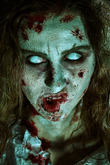 bloodthirsty female zombie