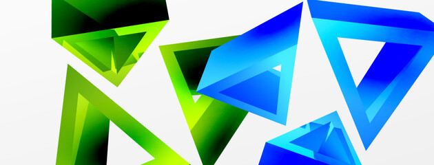 Triangle abstract background. 3d vector basic shape technology or business concept composition. Trendy techno business template for wallpaper, banner, background or landing