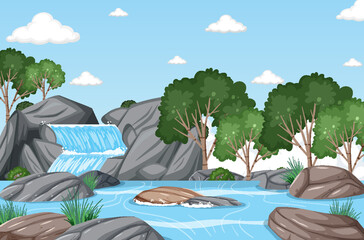 Waterfall in the forest background