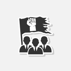 Protest people sticker icon isolated on white