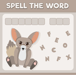 Spell word game with word fennec fox