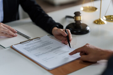 Business man and lawyers discussing contract. advice, Justice concept