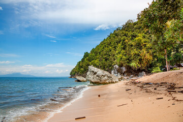 Amazing untouched nature of Pantai Base beach on the Indian Ocean in Sentani, Jayapura, New Guinea.