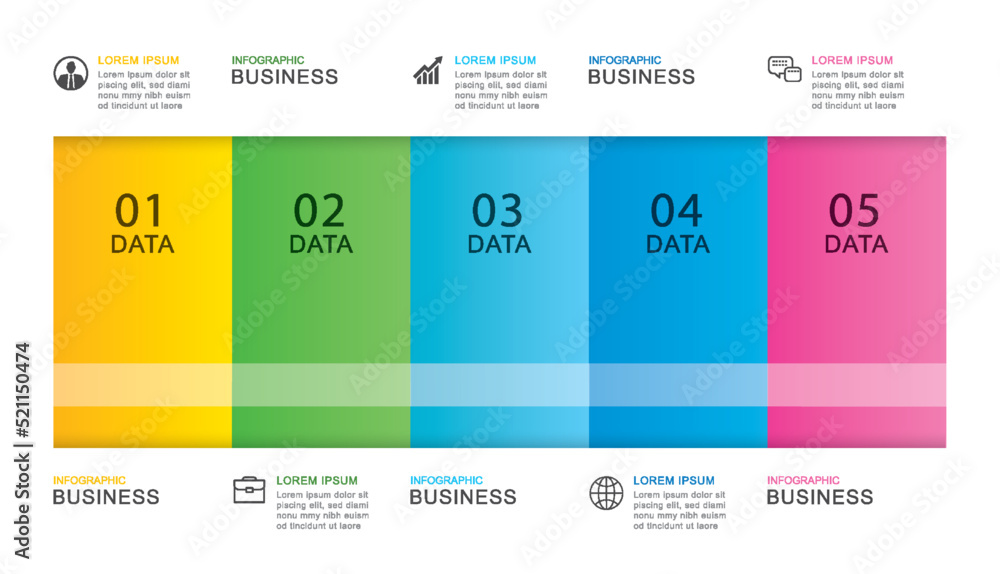 Poster 5 data infographics tab paper index template. vector illustration abstract background.