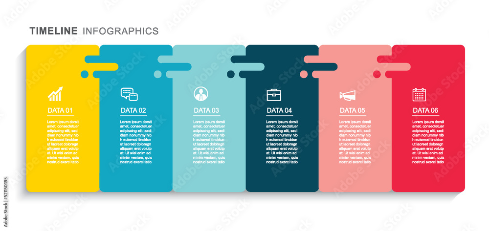 Poster 6 data infographics tab paper index template. vector illustration abstract background.