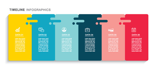 6 data infographics tab paper index template. Vector illustration abstract background. - obrazy, fototapety, plakaty