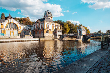 Hradec Kralove, Czech Republic. Power station, Labe river