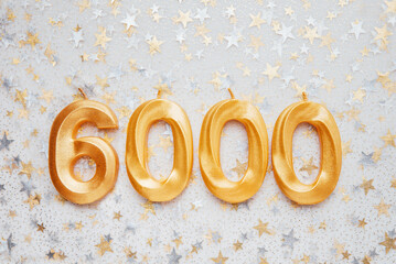 6000 six thousand followers card. Template for social networks, blogs. Festive Background Social...