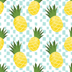 Seamless pattern with pineapple. Summer background. Wrapping paper pattern. Watercolor effect.