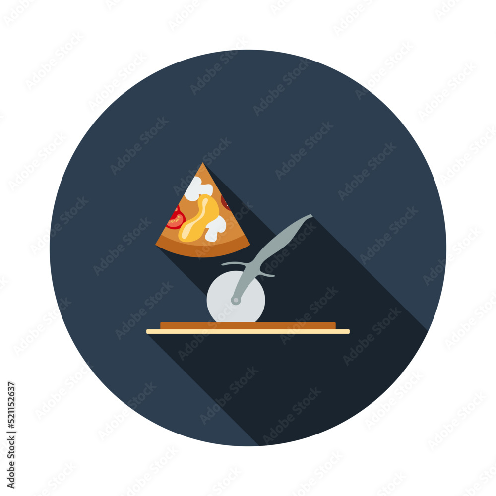 Poster pizza with knife icon