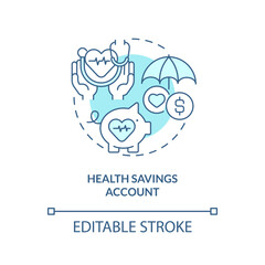 Health savings account turquoise concept icon. Medical policy. Finance management abstract idea thin line illustration. Isolated outline drawing. Editable stroke. Arial, Myriad Pro-Bold fonts used